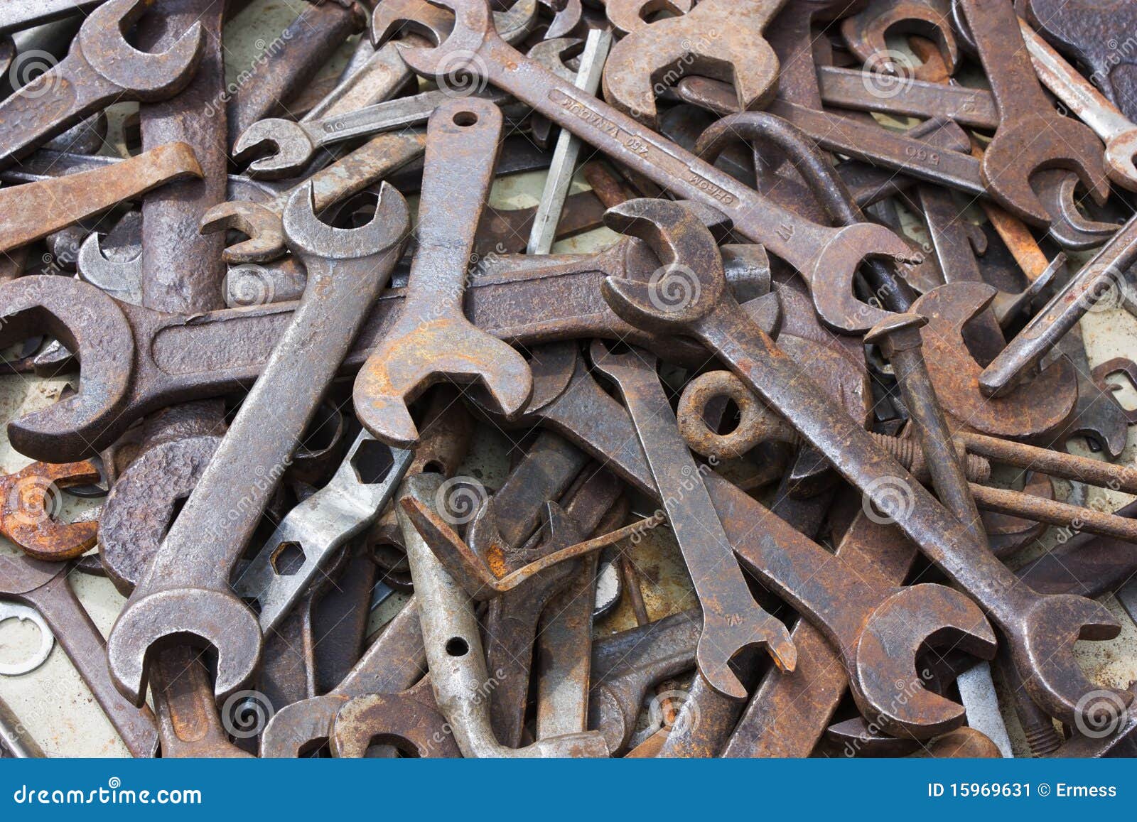 Old spanners stock image. Image of chrome, heap, iron 15969631