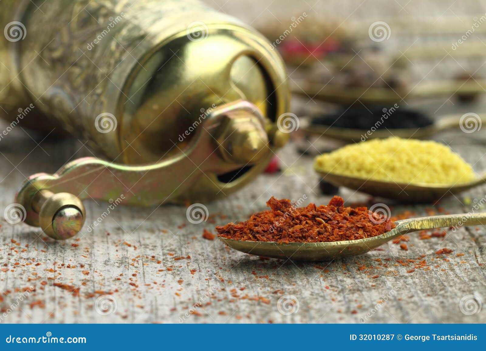 old spoons with spices