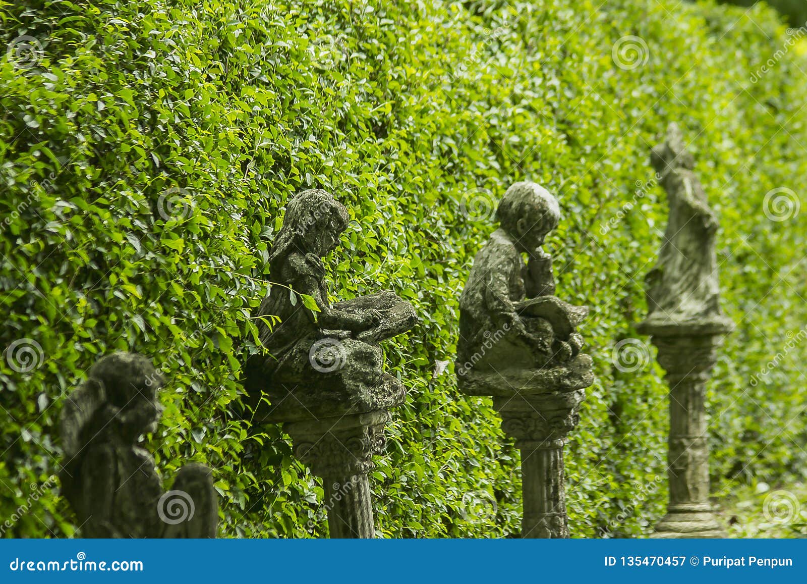 Old statues in the garden stock image. Image of castle 135470457