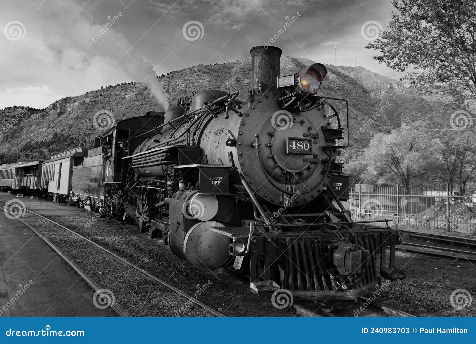 Old Steam Engine with Selective Color on Headlight Stock Image Image