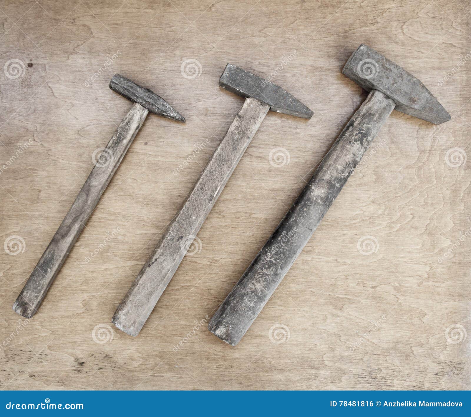 Old Steel Hammers with Wooden Handle Stock Photo Image of repair