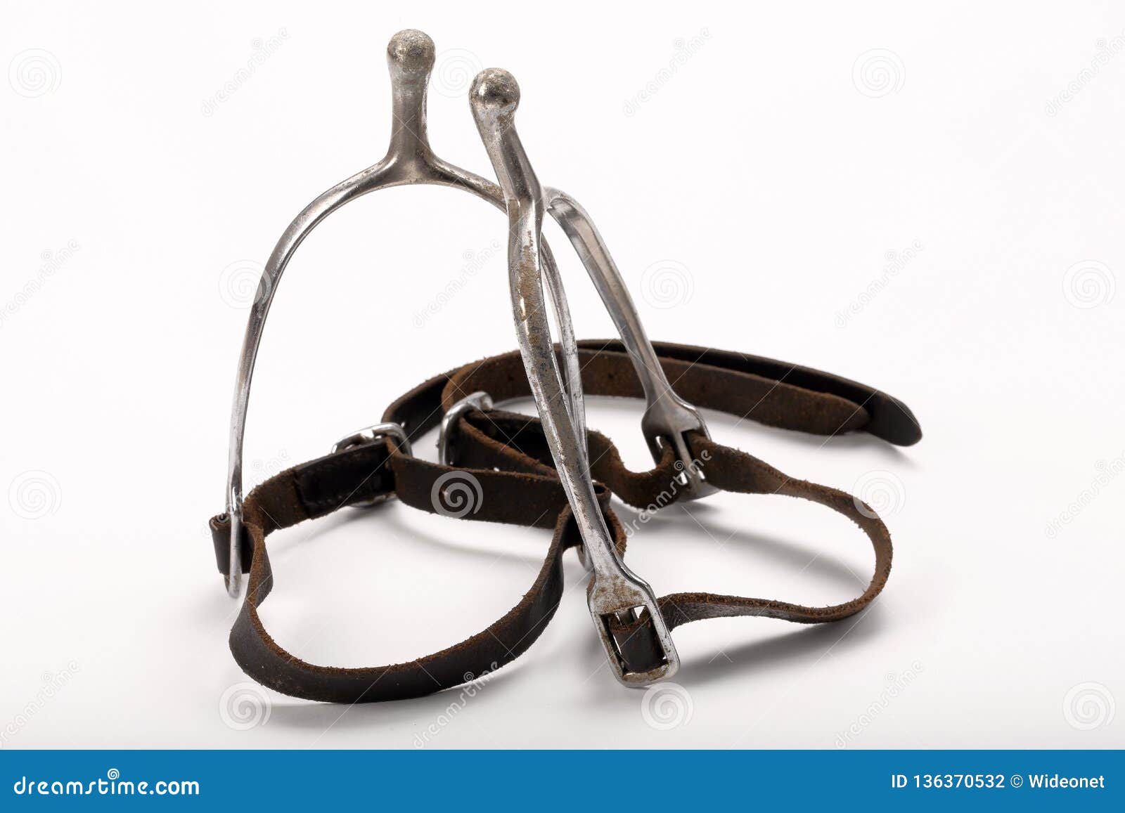 Old Stirrups for Horse Riding Isolated on a White Background Stock