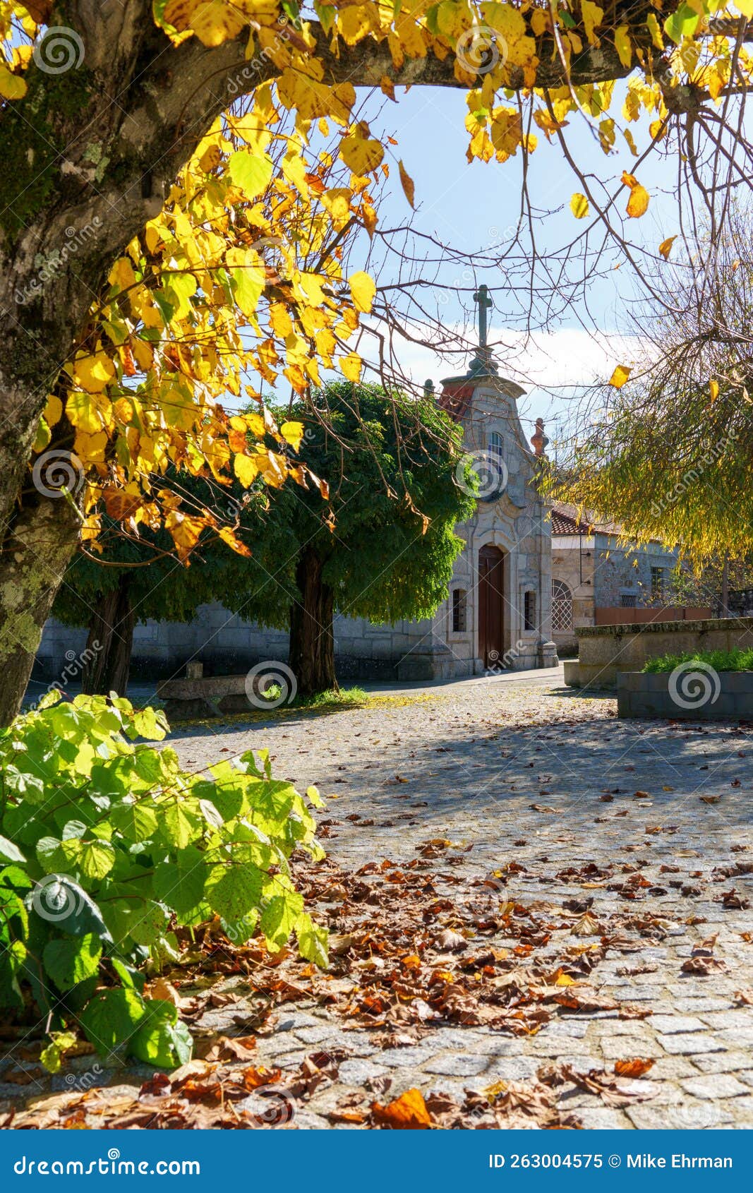 Quaint Chapel Entrance in a Garden of Autumn Colours Stock Image ...