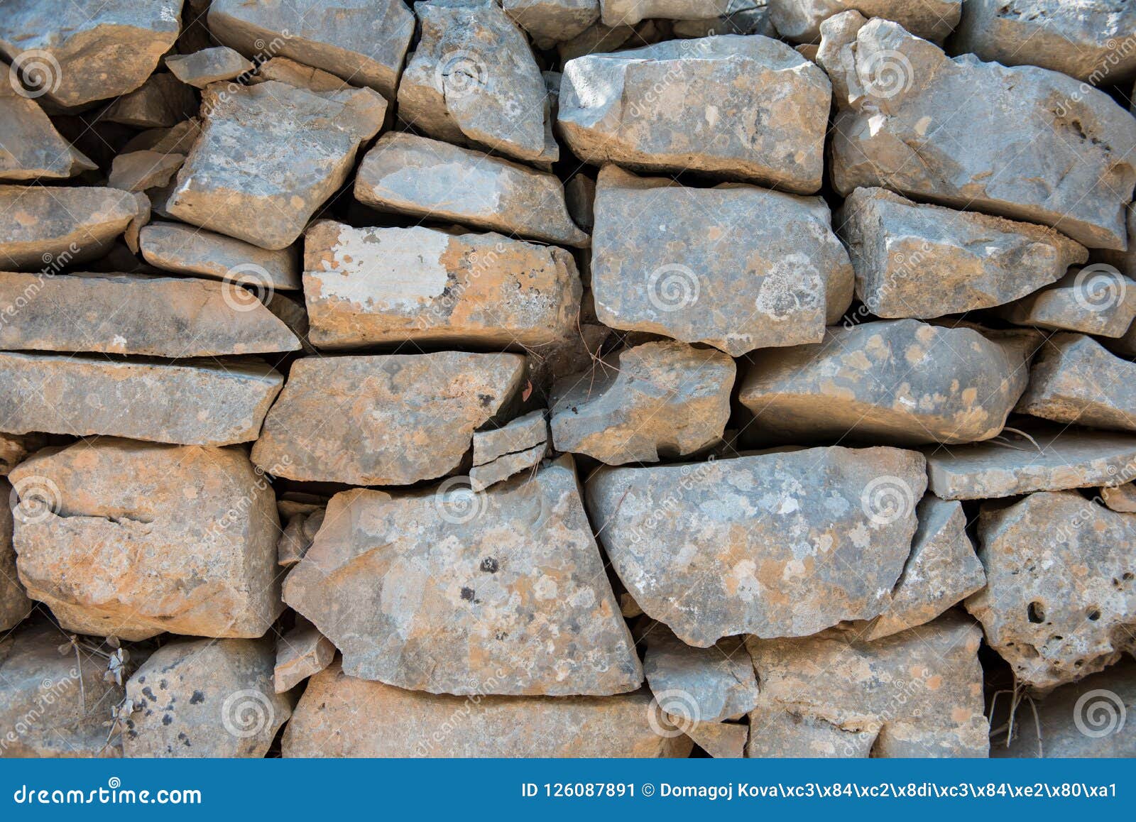 Old Stone Dry Wall As Background. Stone Surface. Dry Stack ...
