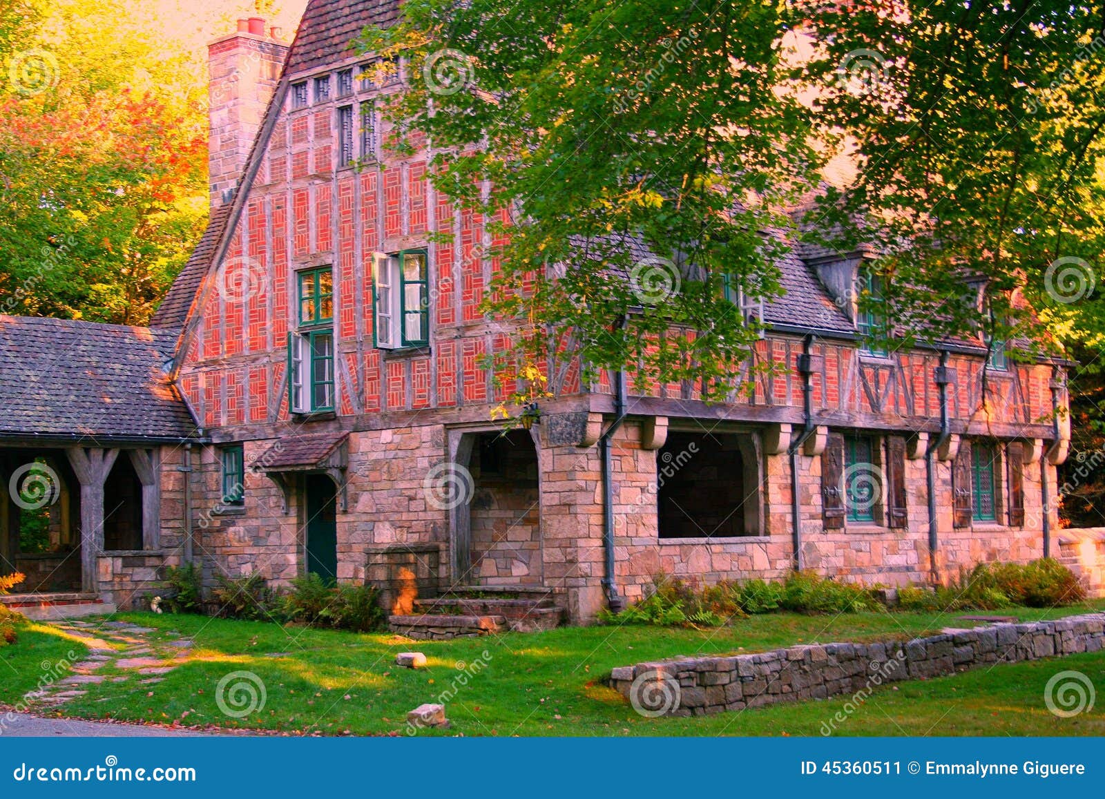 Old stone house. stock image. Image of home, maine, fall 45360511
