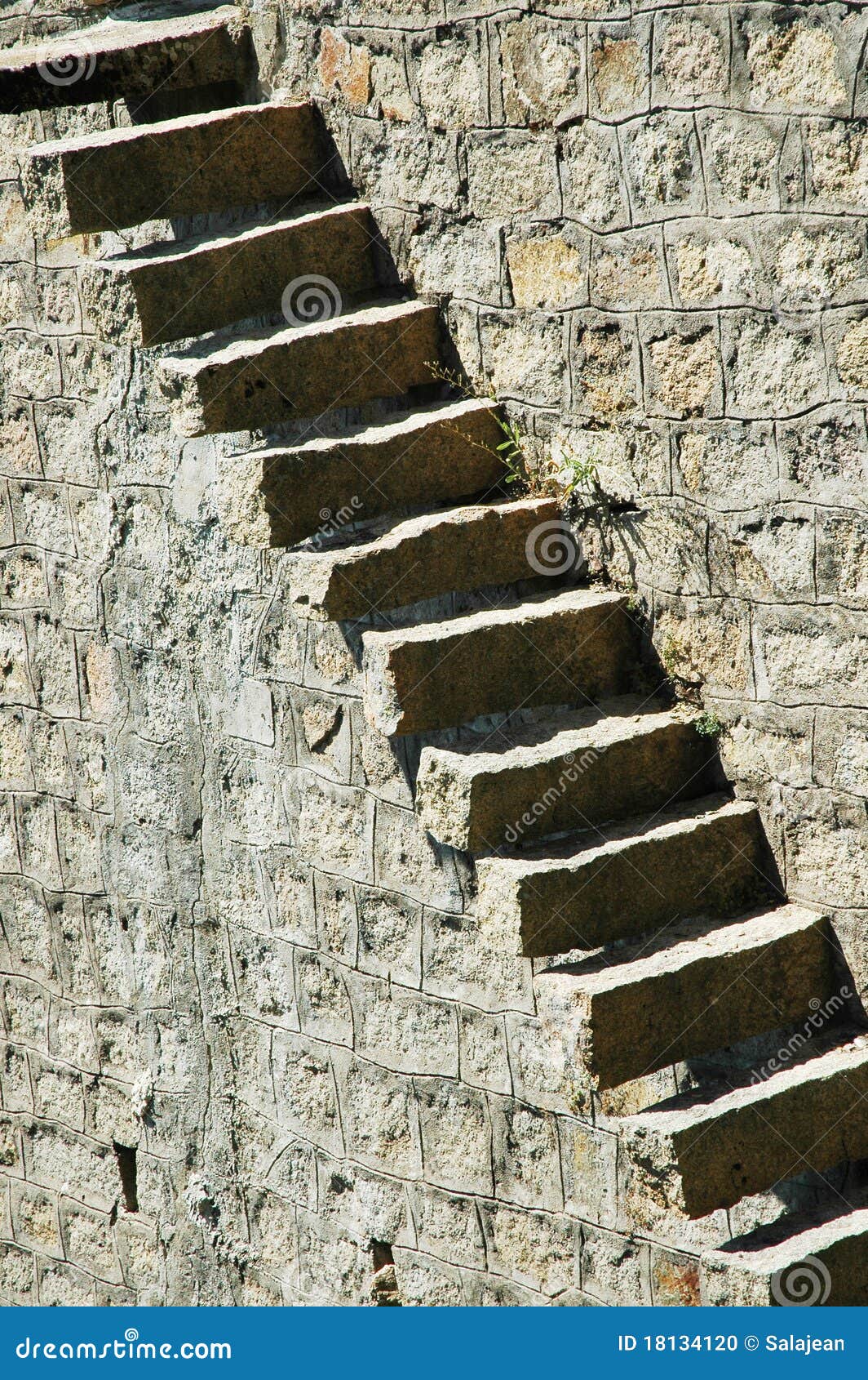 Detail Of An Old Italian Chiseled Stone Staircase Whit Stone