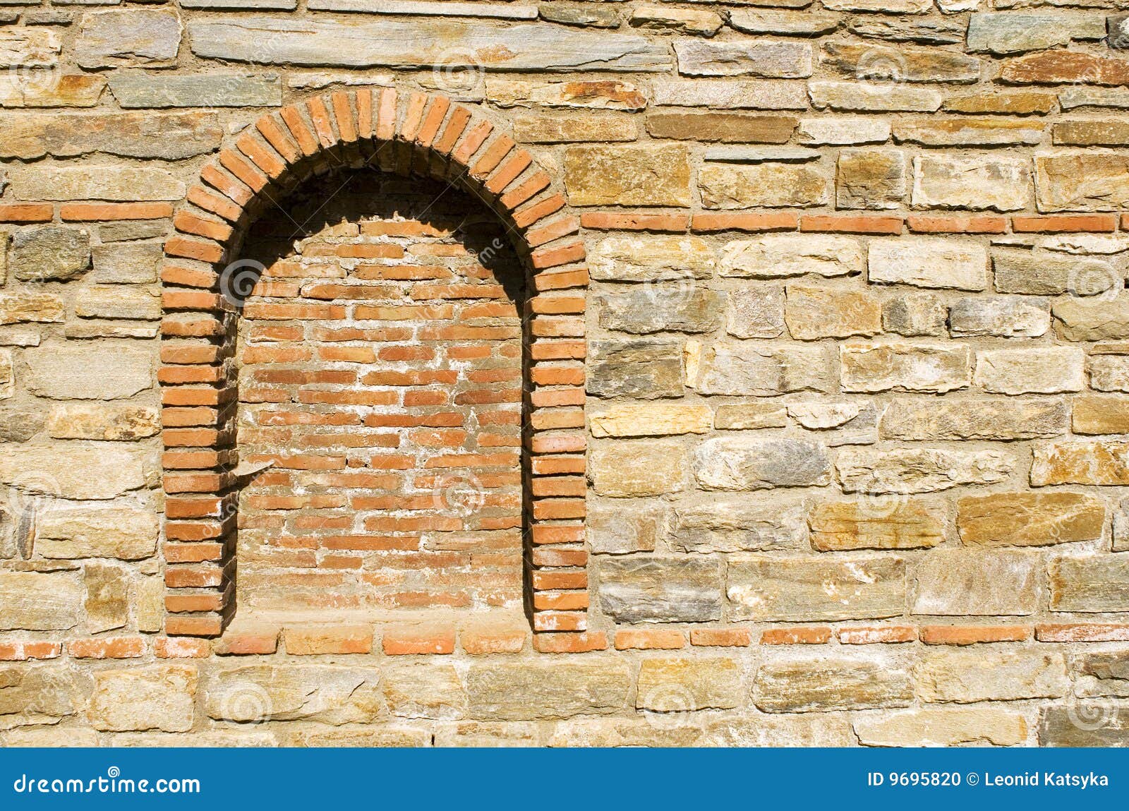 Old Stone Wall With A Brick Niche Stock Photo Image 9695820