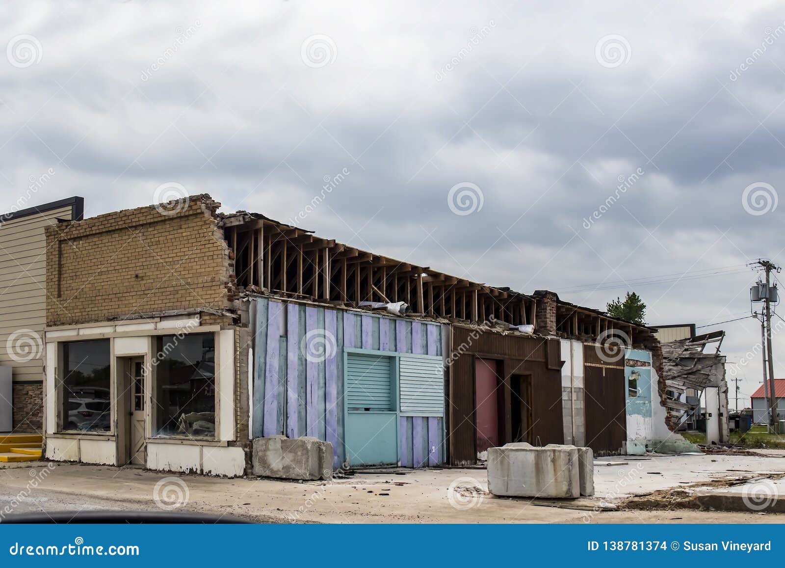 Old Storefront In American Small Town Showing Walls Where