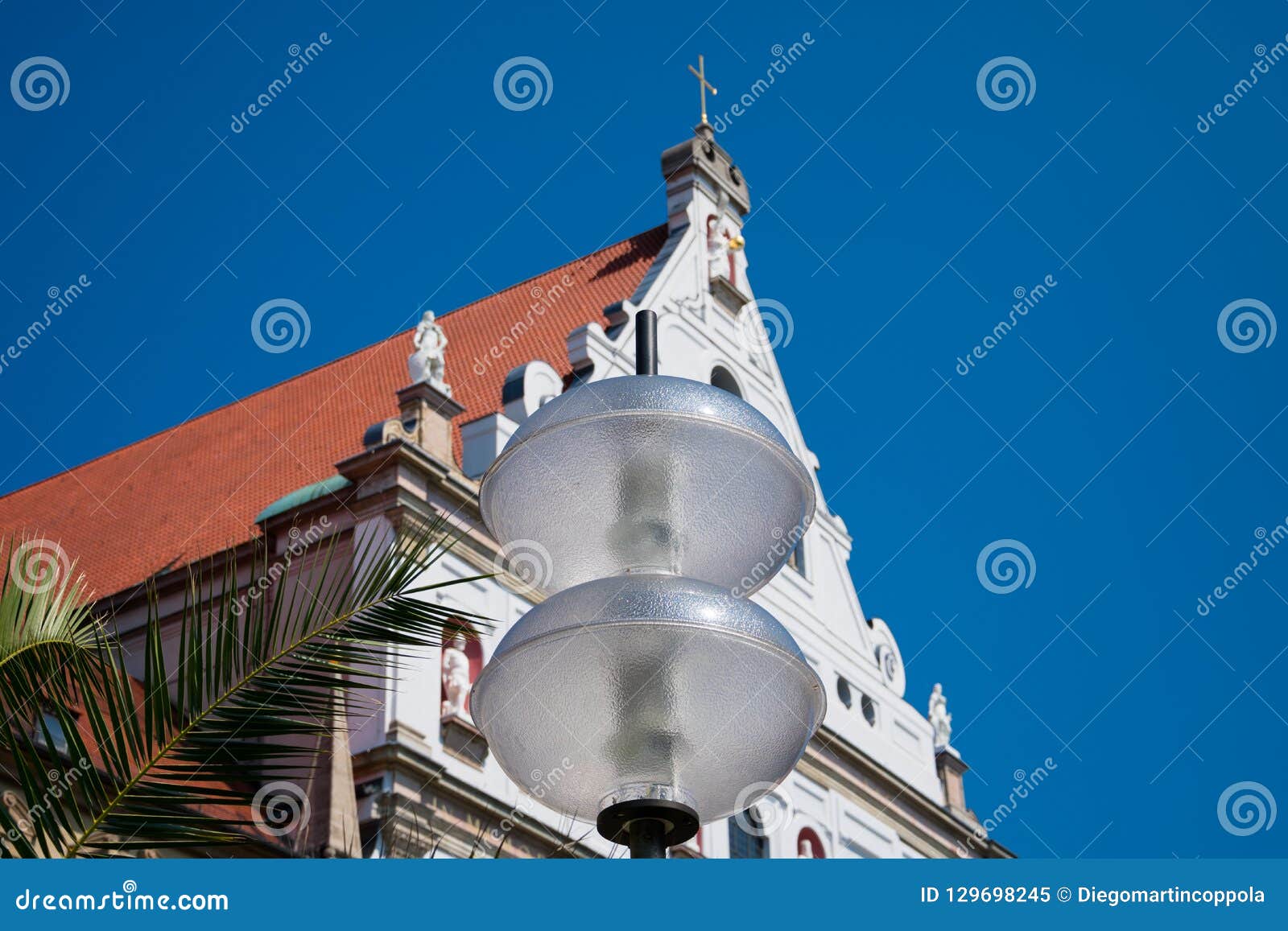 old street lamp with the st. michael`s church