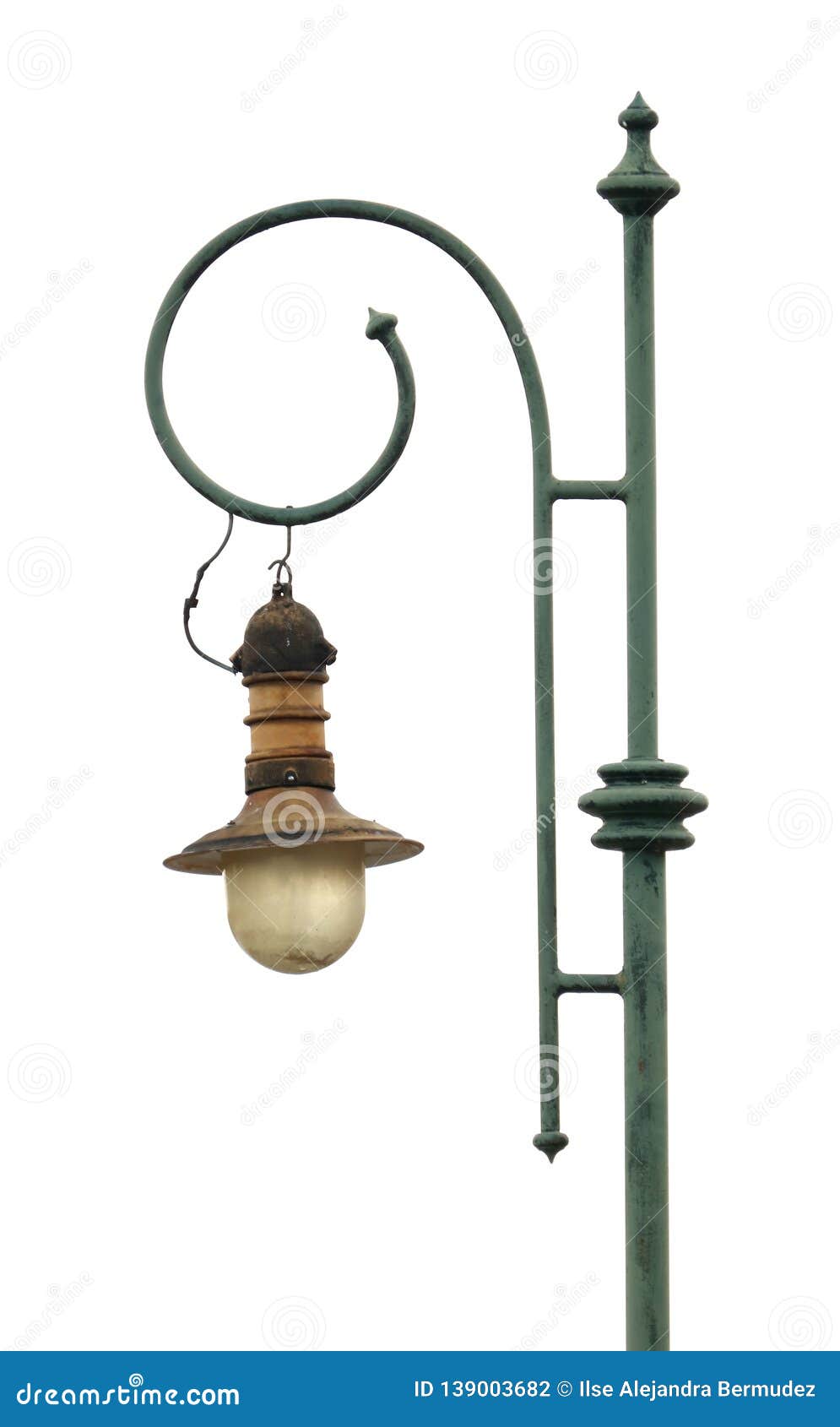 old street lamppost with white background