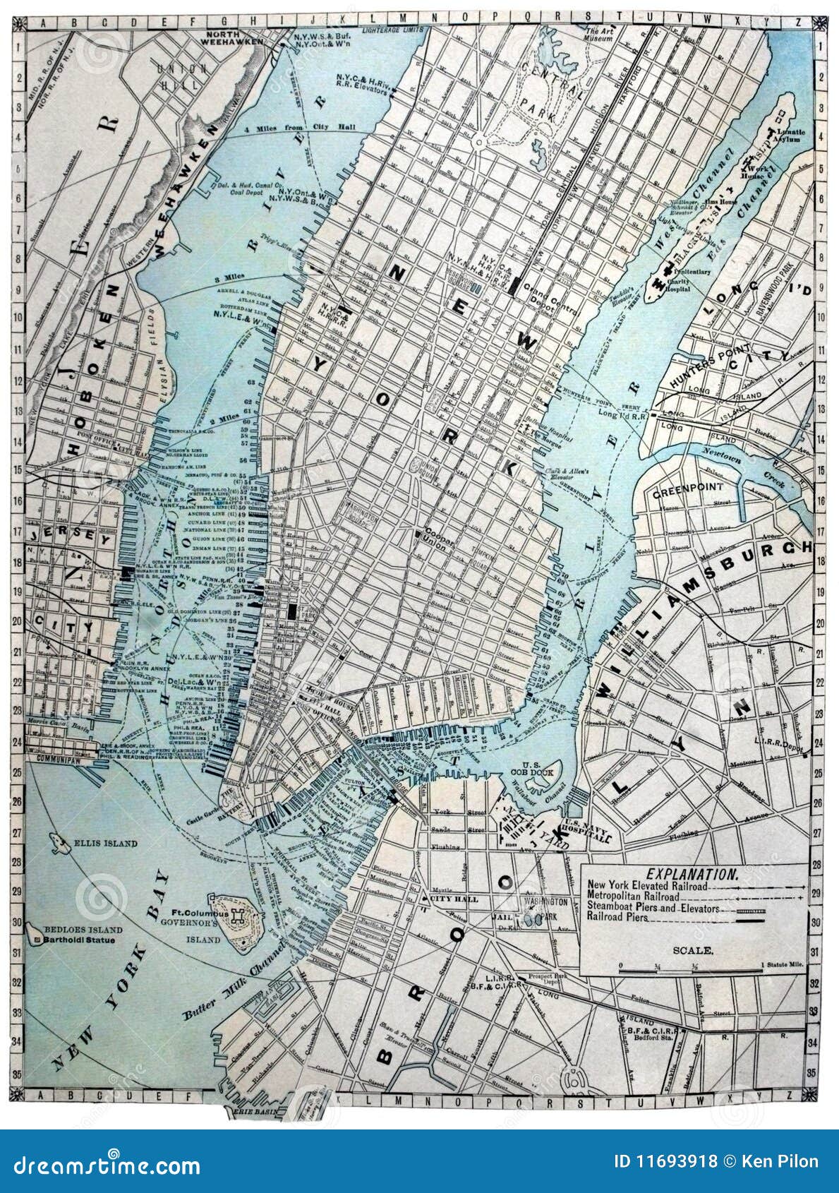 Old Street Map of New York City Stock Photo - Image of city, chart