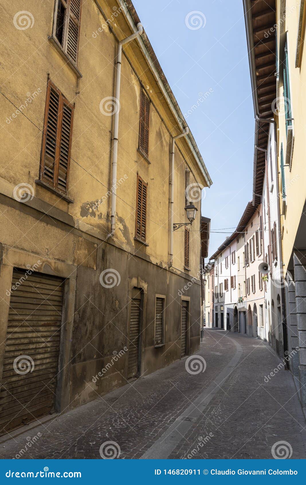 old street of oggiono, italy