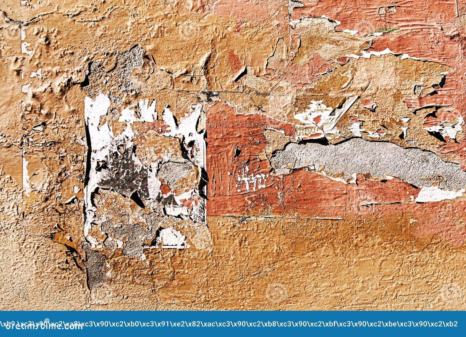 An Old, Stripped Wall with Layers of Peeling Old Paint Stock Image