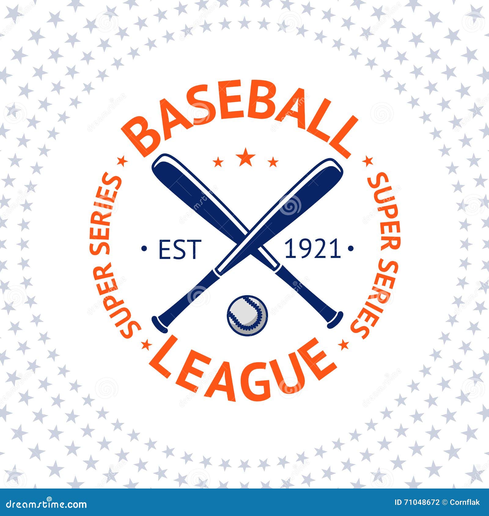 Old Style Baseball Label with Ball and Bats. Vector Stock Illustration