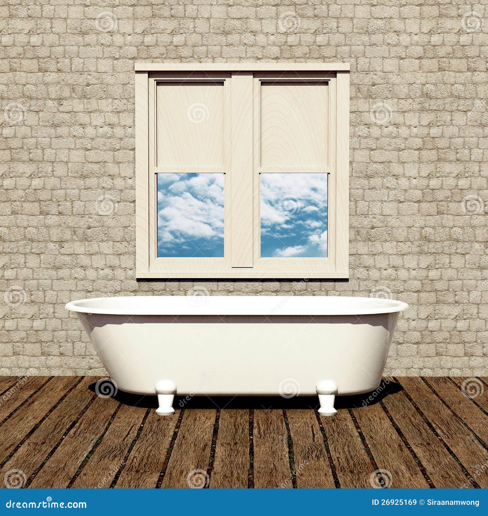 Old Style Bathtub In A Retro Bathroom Picture. Image 26925169