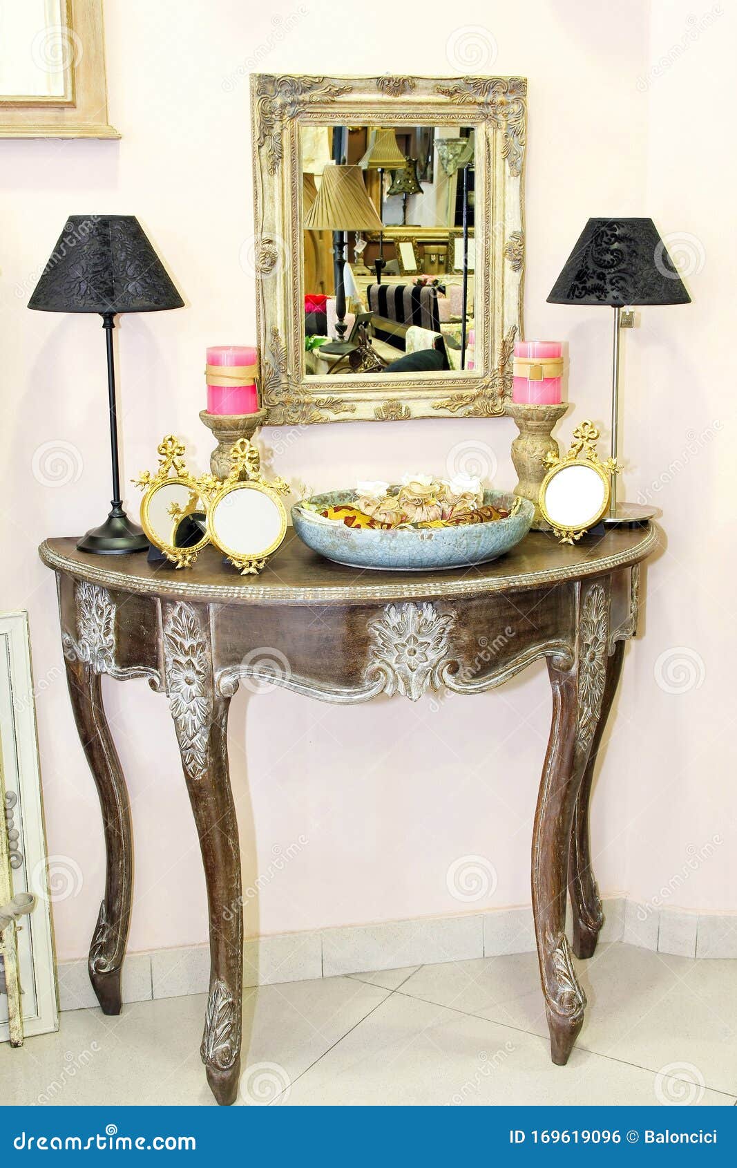 Makeup table stock photo. Image of candles, interior 169619096