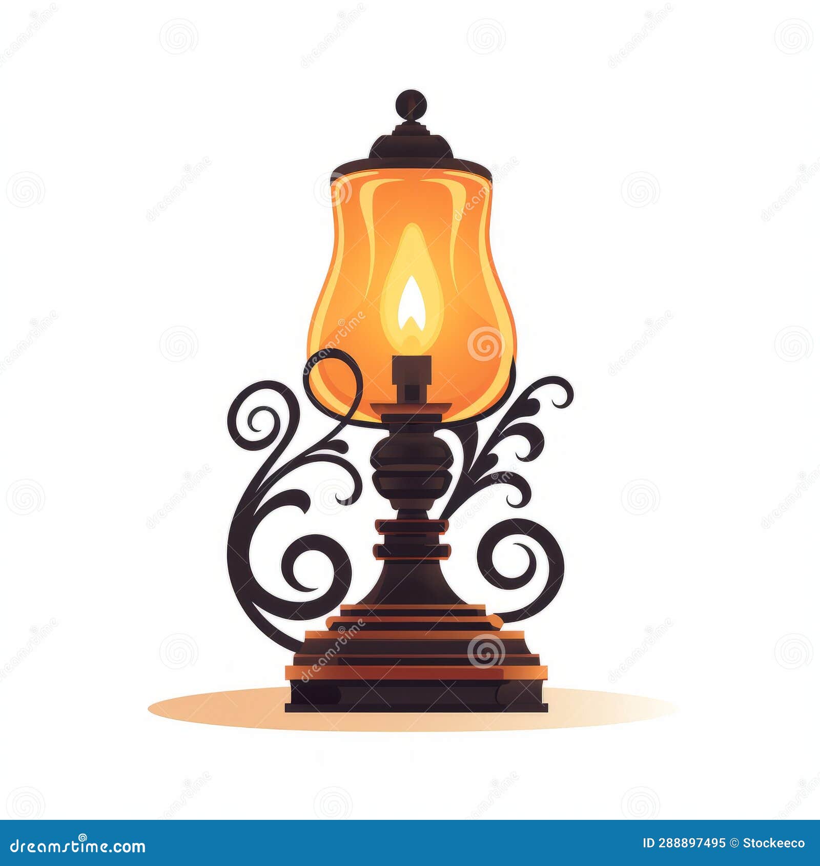 vintage  lamp: antique light in black and amber