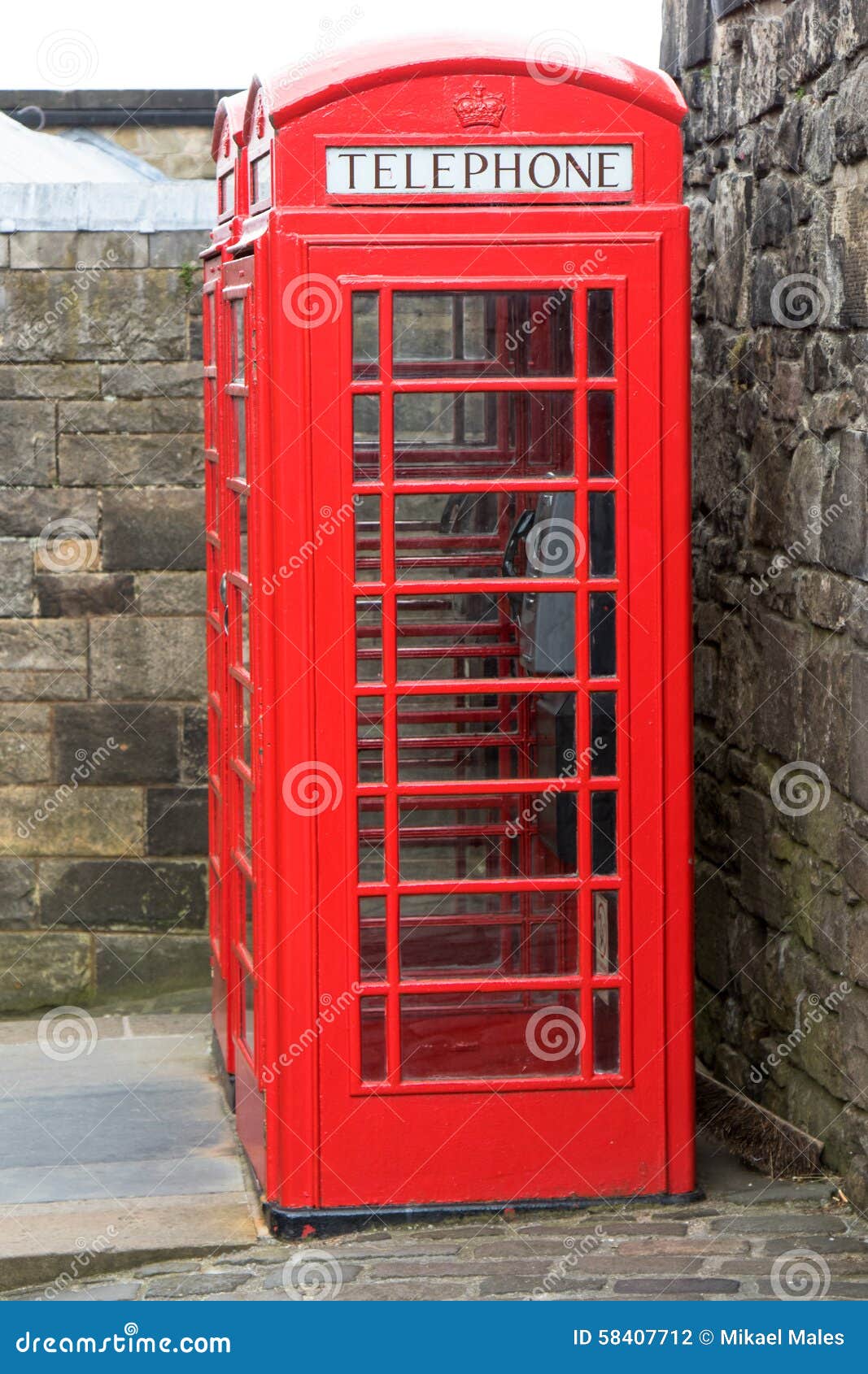 Old Style Phone Booth in Edinburgh Castle Stock Photo Image of flying
