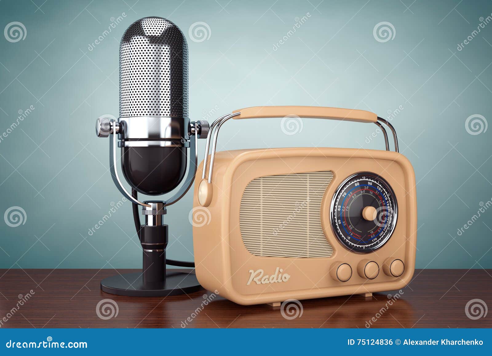Sig til side Hyret Faial Old Style Photo. Retro Radio and Vintage Microphone. 3d Rendering Stock  Illustration - Illustration of antenna, receive: 75124836