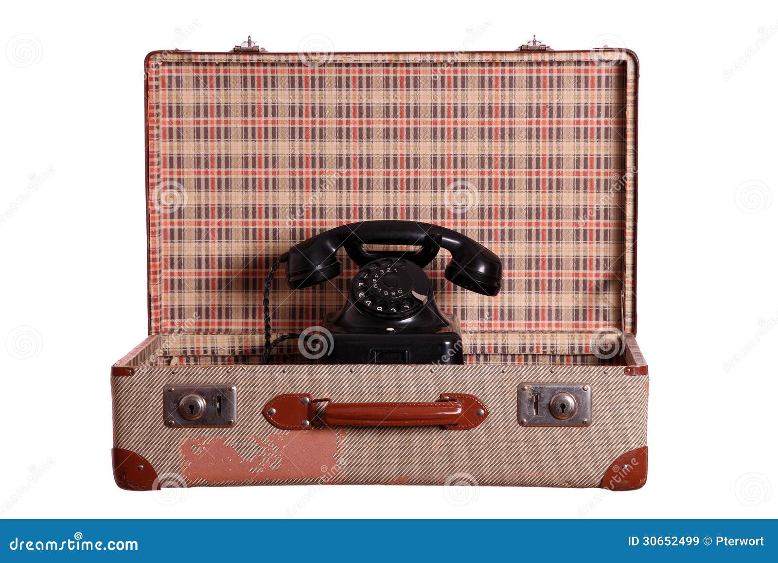 Old Suitcase with Aged Phone Stock Image Image of connection, receiver 30652499