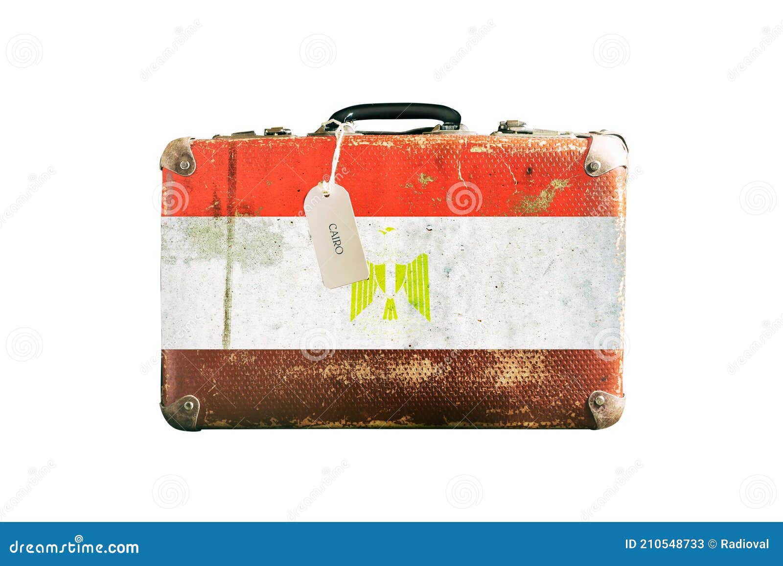Old Suitcase with the Flag of Egypt. Isolated Stock Image Image of