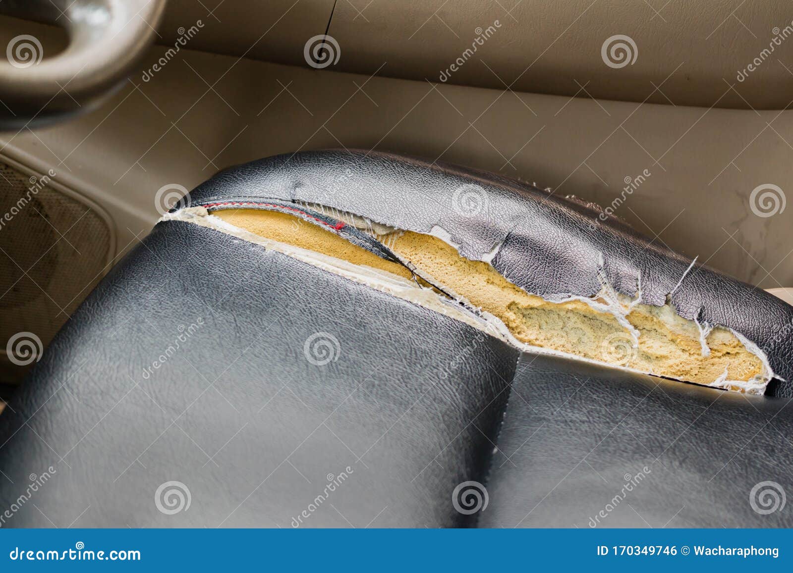 Old Synthetic Leather Car Seat Damage Stock Photo Image of repair