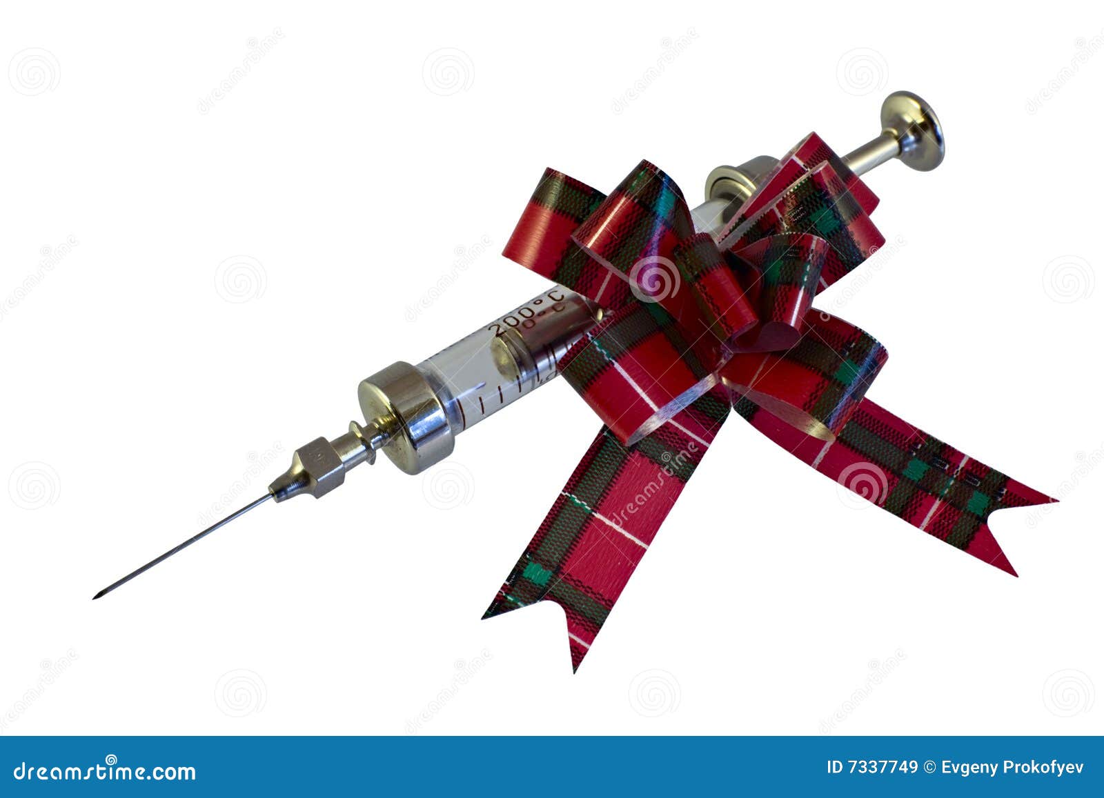 Old Syringe with Gift Lace Over White Stock Image Image of metallic