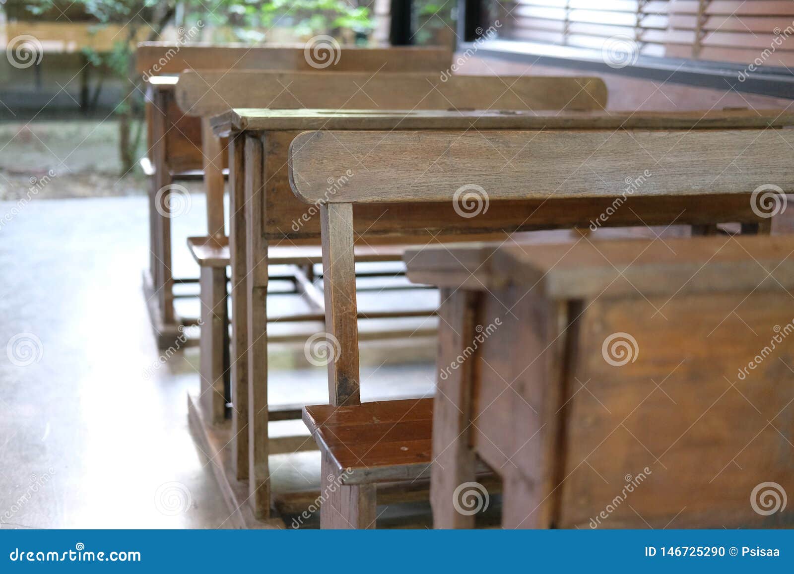 Old Table & Chair in Classroom. Back To School Stock Photo Image of