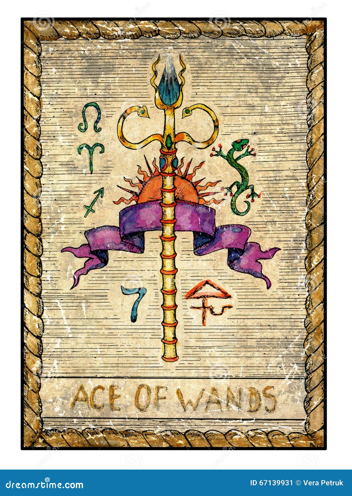 old tarot cards. full deck. ace of wands