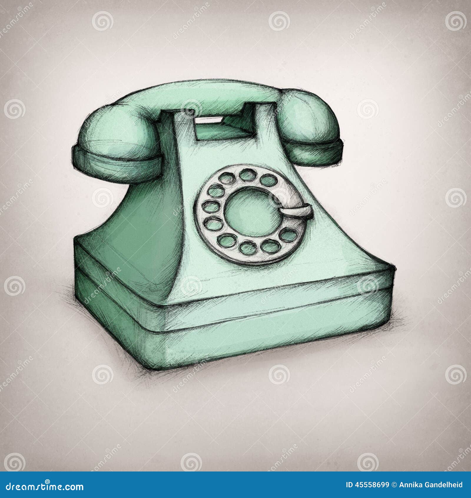 Old phone hand drawn sketch style Royalty Free Vector Image