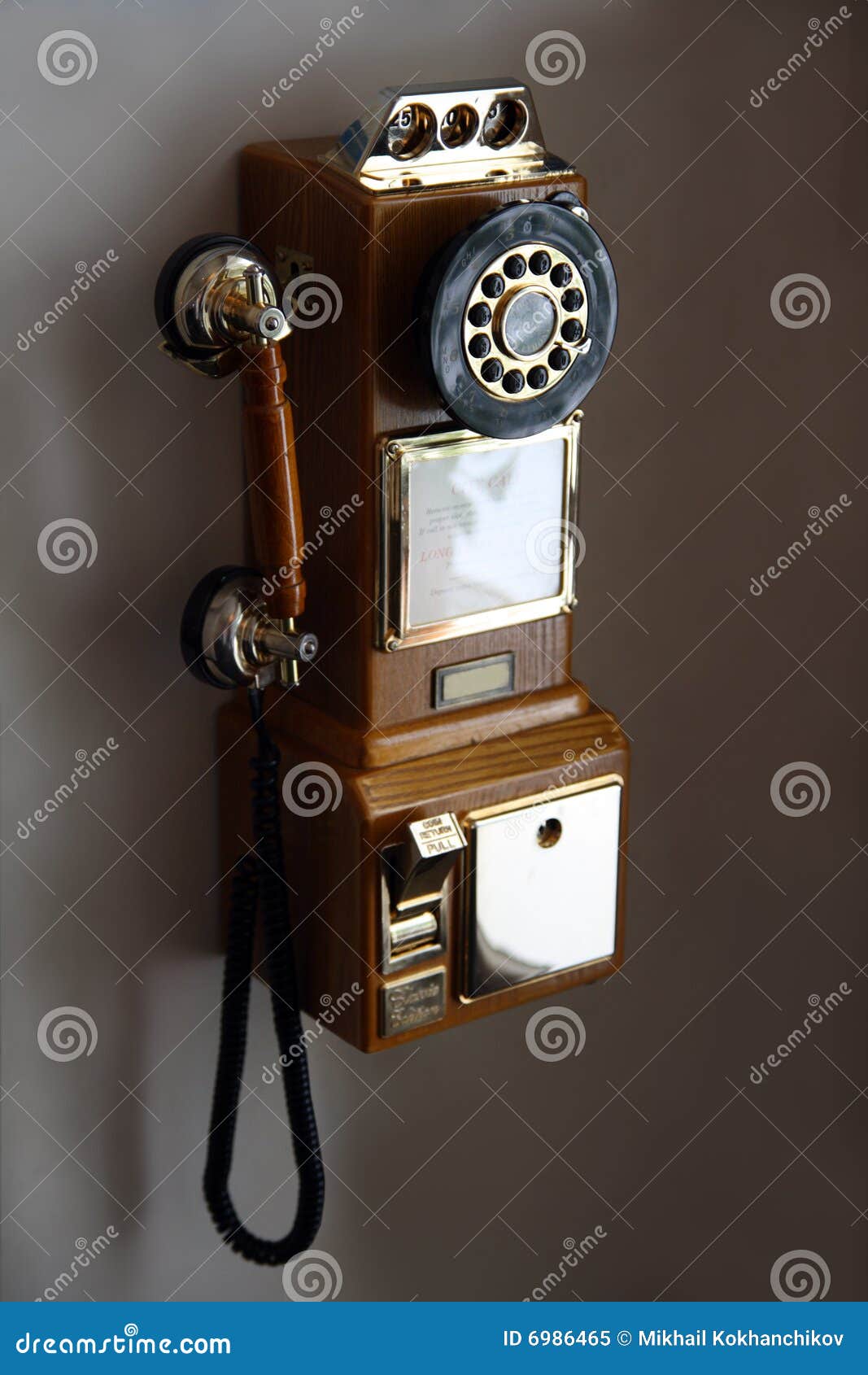 Old telephone on wall stock image. Image of fashioned 6986465