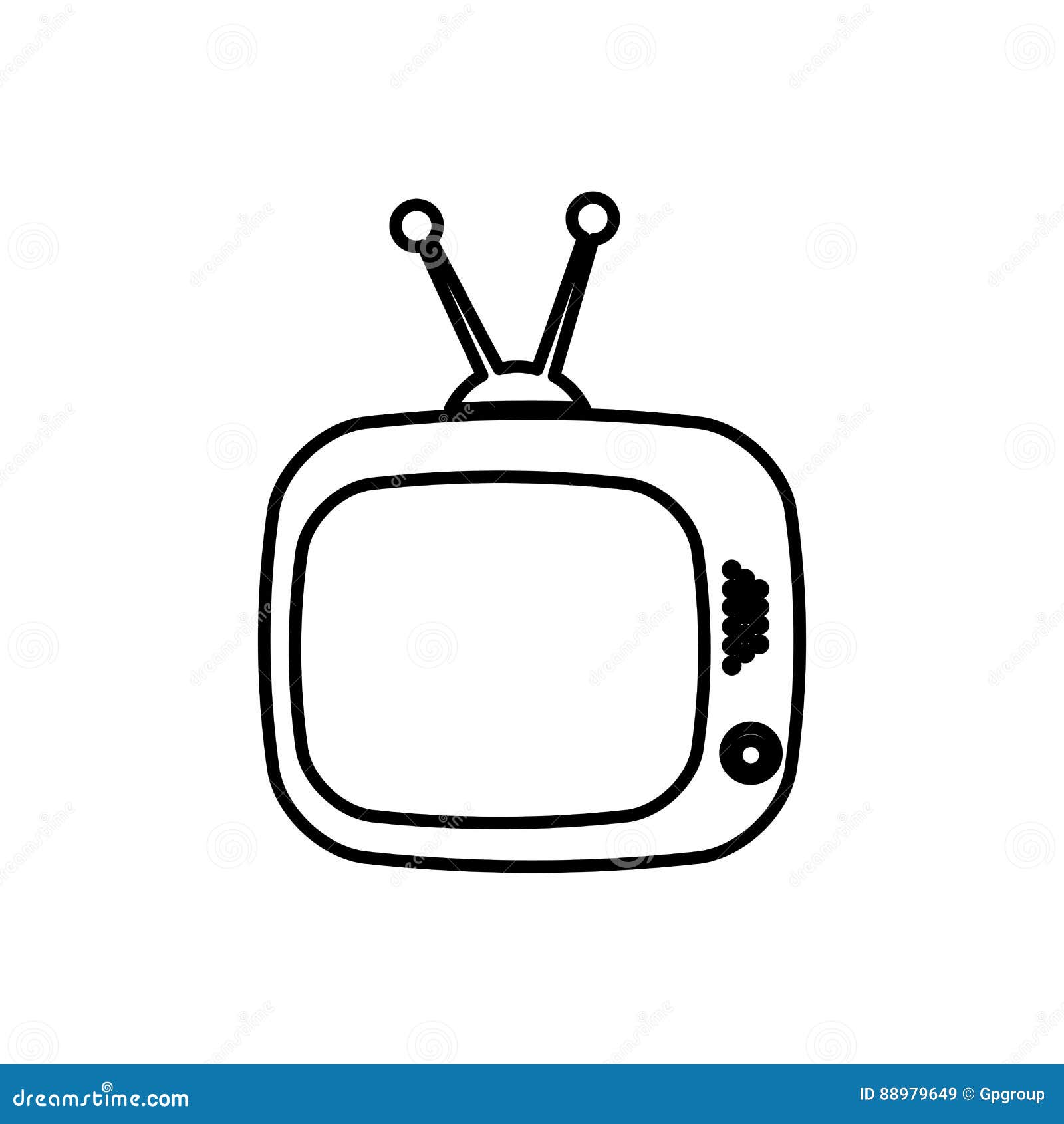 Old Television with Antenna Icon Stock Illustration - Illustration of ...