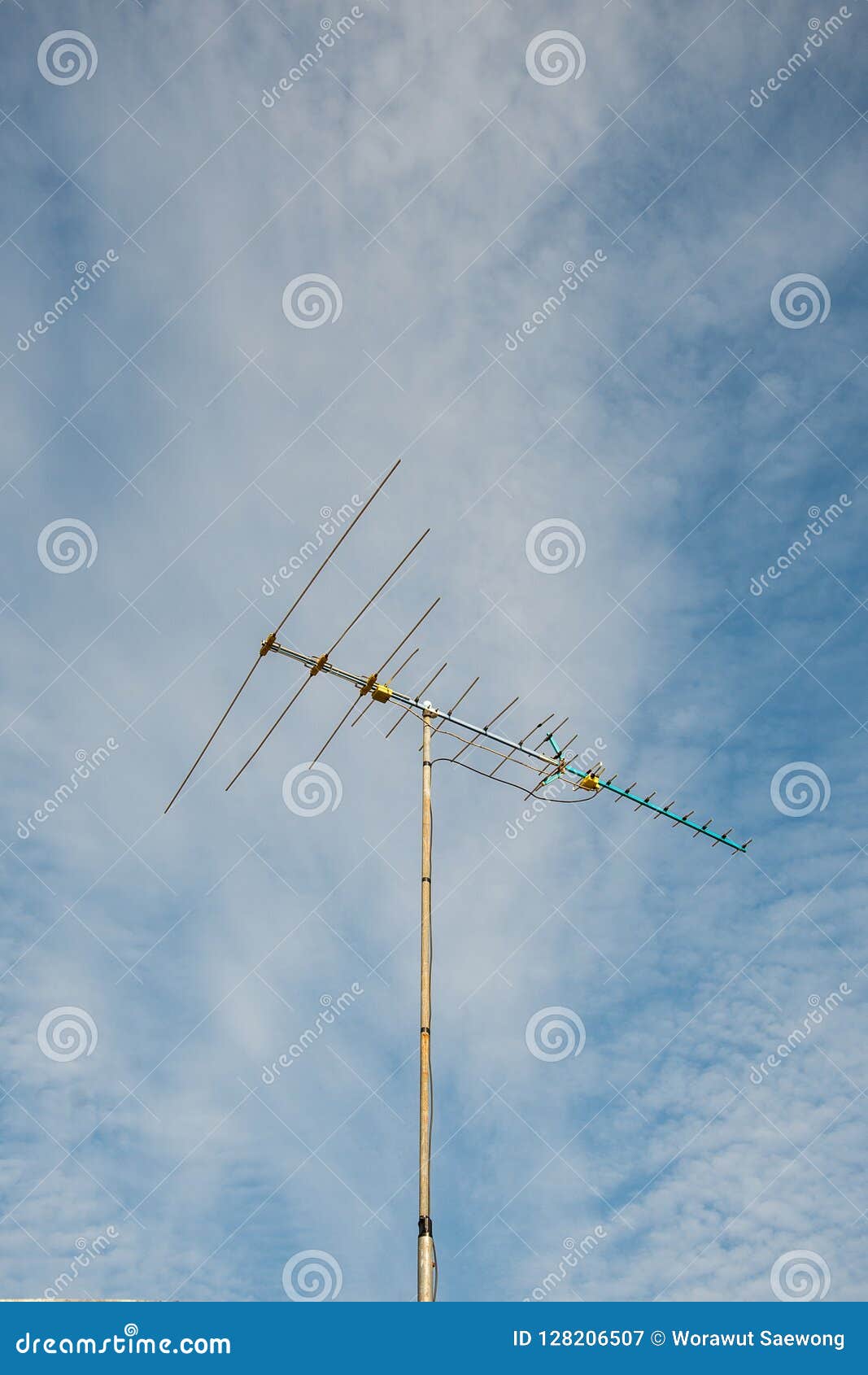 Old Televisions Antenna on Blue Sky. Stock Image Image of digital