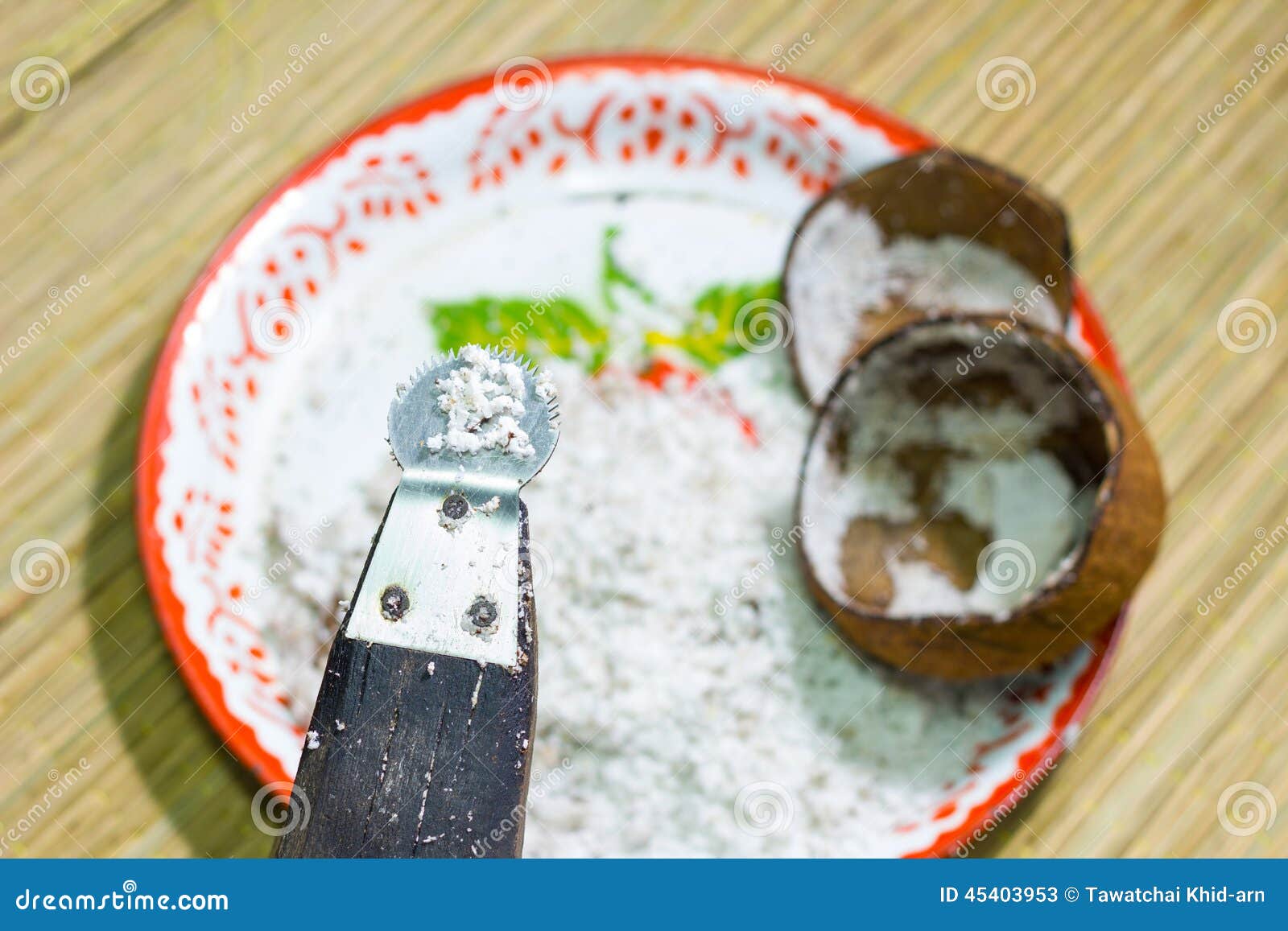 Old Thai Traditional Coconut Grater Stock Image Image of cooking