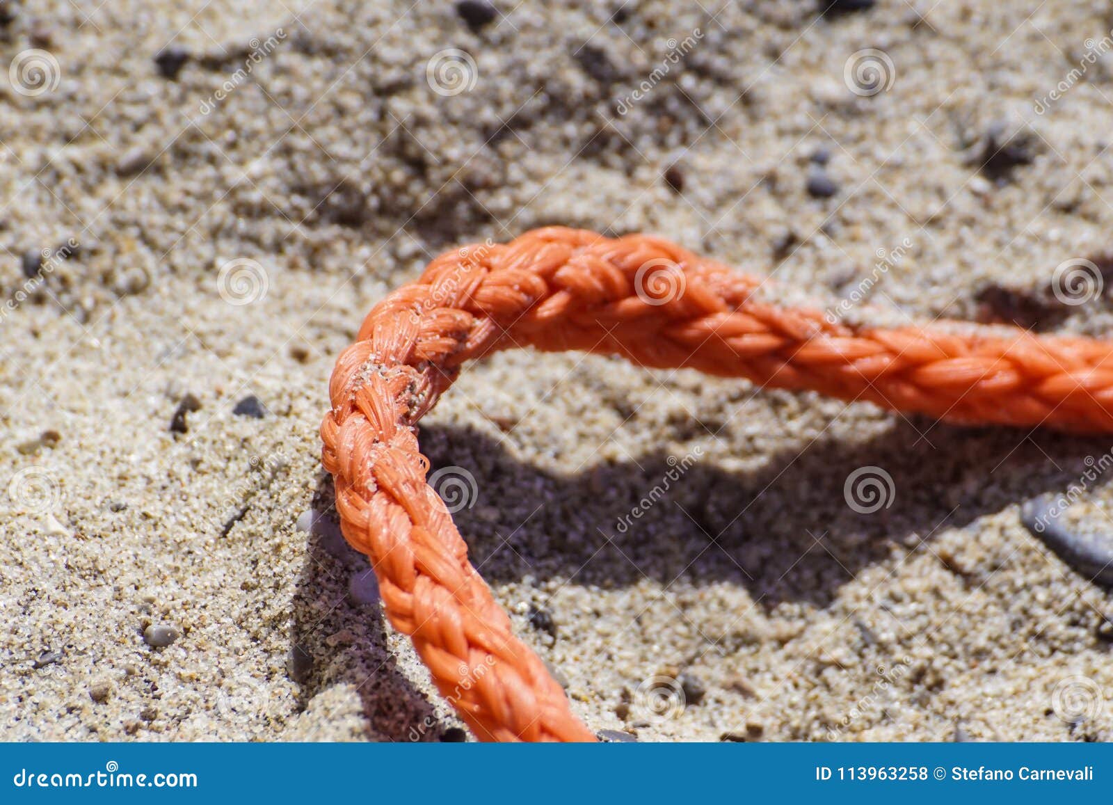 Old Thick Nautical Rope on the Sand Ground . Stock Photo Image of