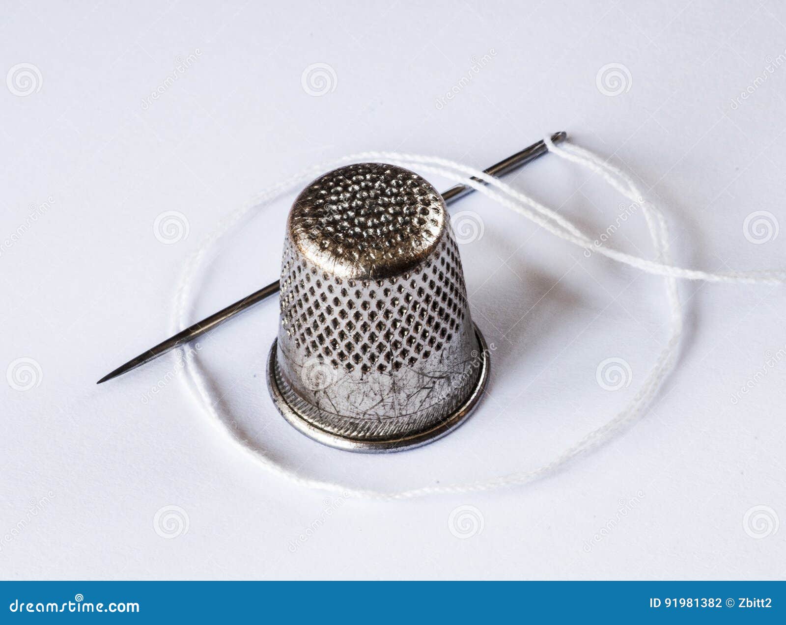 Old Thimble and a Needle stock photo. Image of chipped 91981382