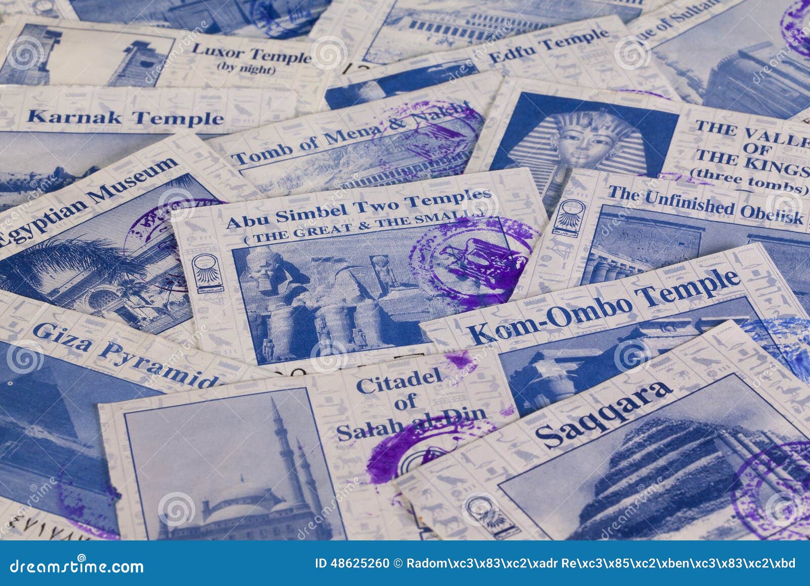 Old Tickets of All Interesting Egyptian Monuments Editorial Image