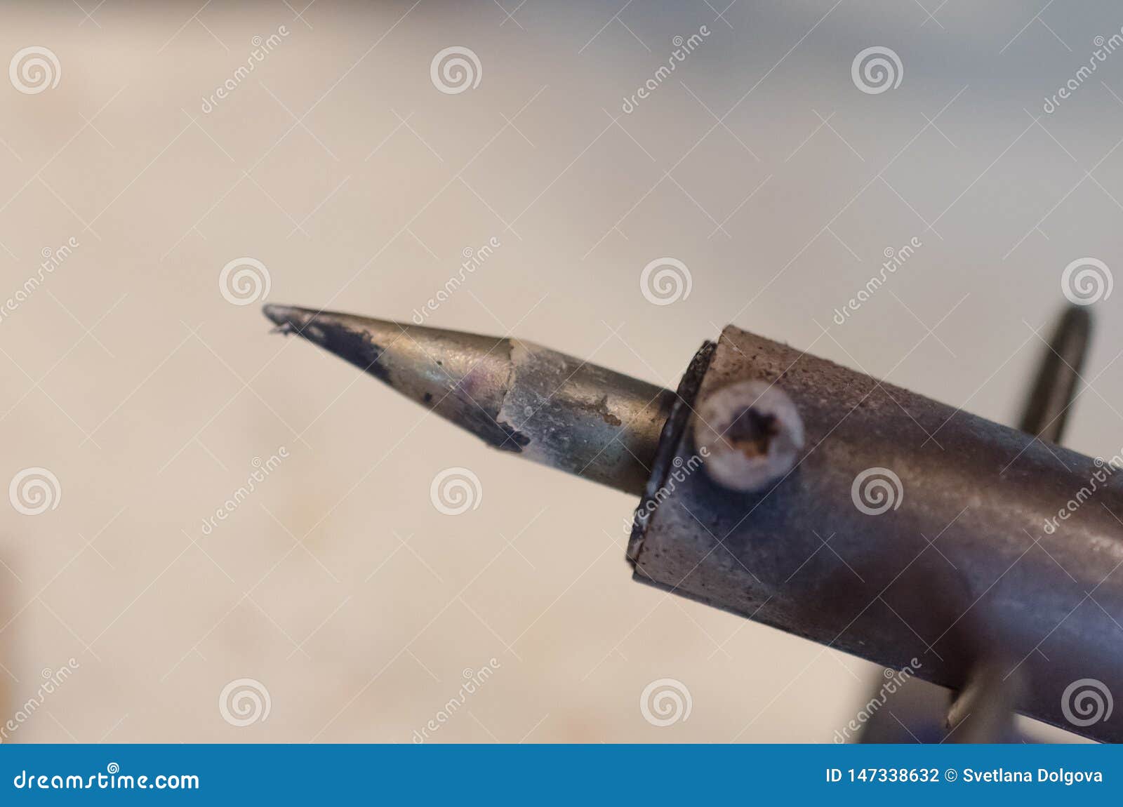 Old Tip of a Soldering Iron, Macro Stock Photo Image of maintenance