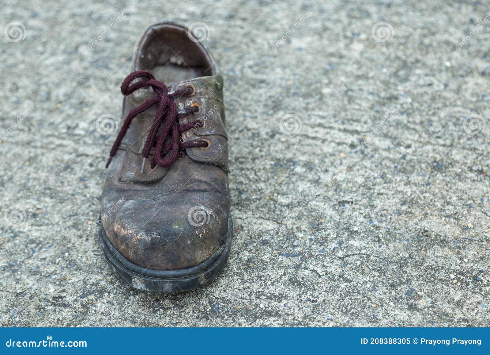 Old and Torn Brown Leather Shoes Placed Vintage Style Stock Image ...