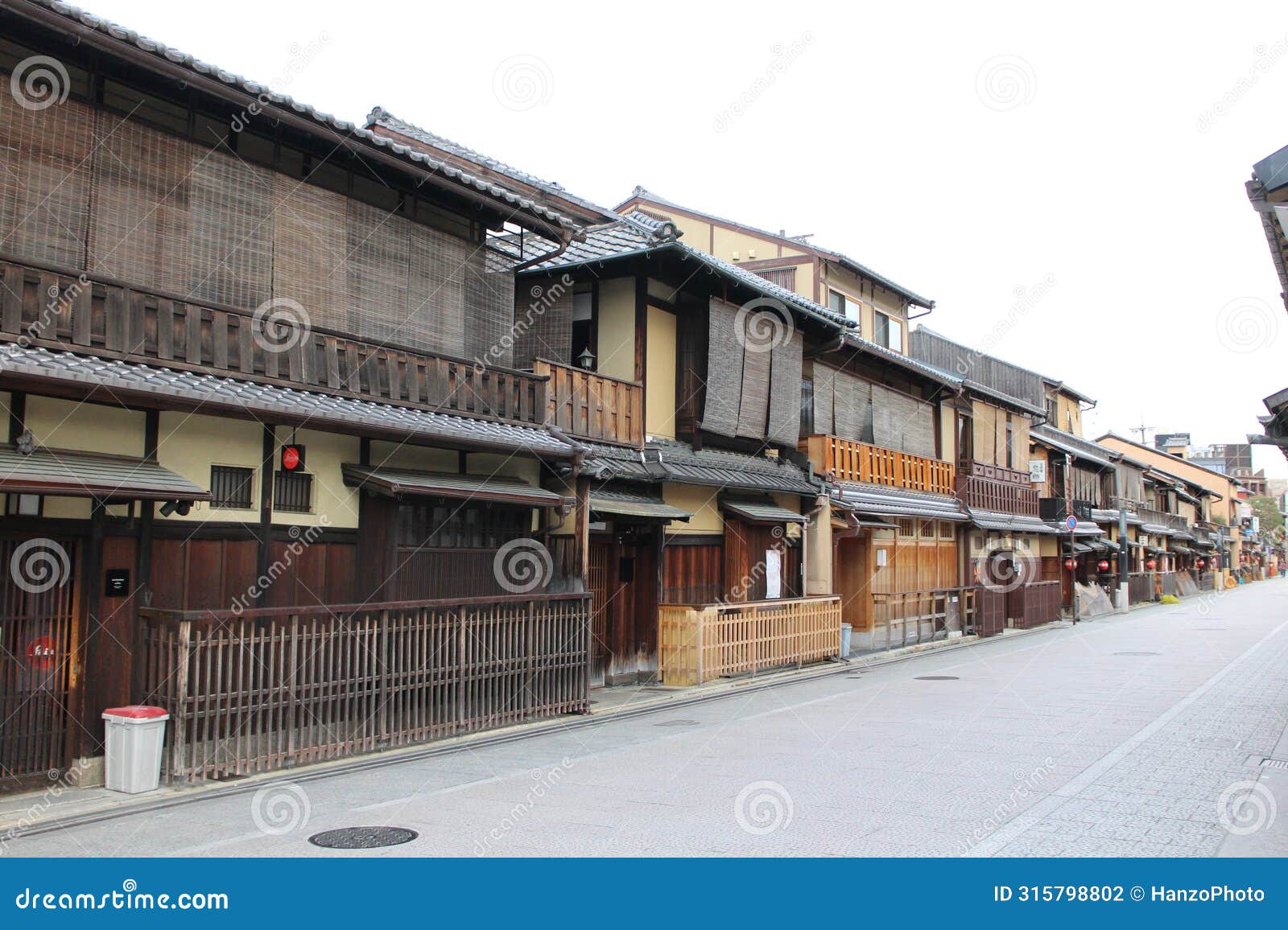 old town along hanami-koji street in kyoto, japan