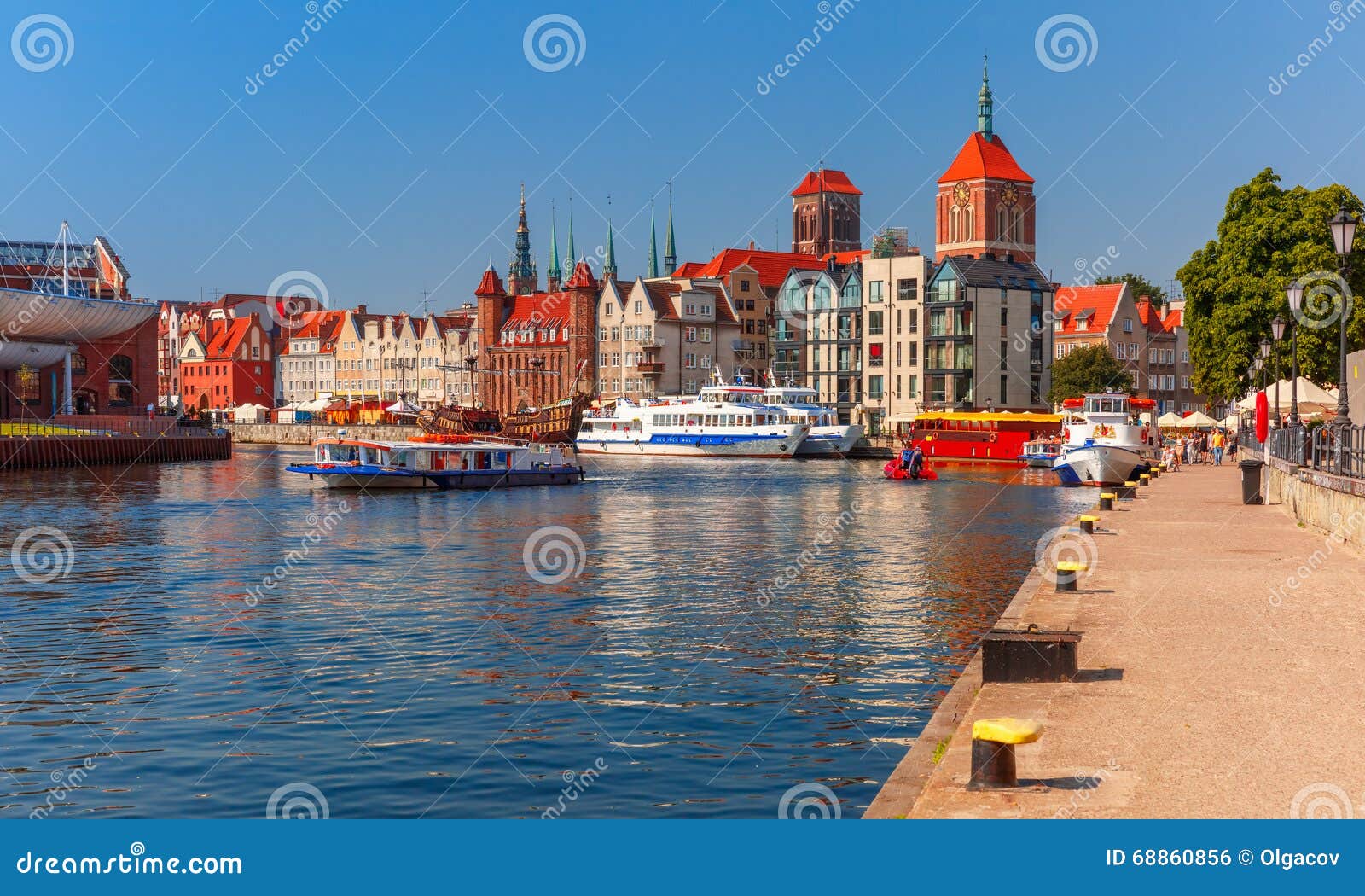 old town and motlawa river in gdansk, poland