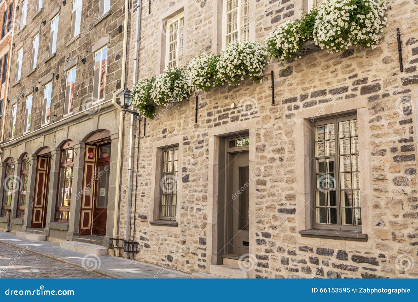 Old Town Quebec City stock image. Image of flower, building 66153595