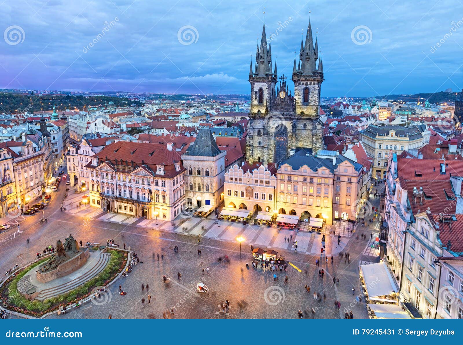 old town square in the evening, prague