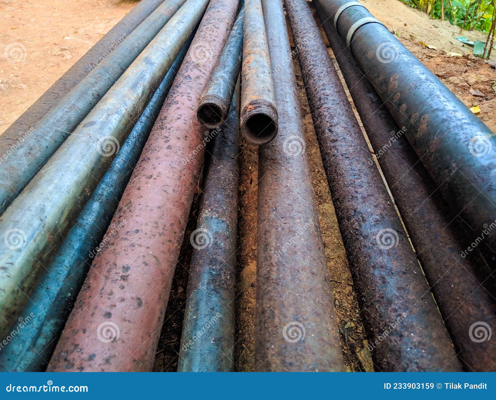 Old, Toxic, Rusty Lead Pipes on Construction Site Stock Image Image
