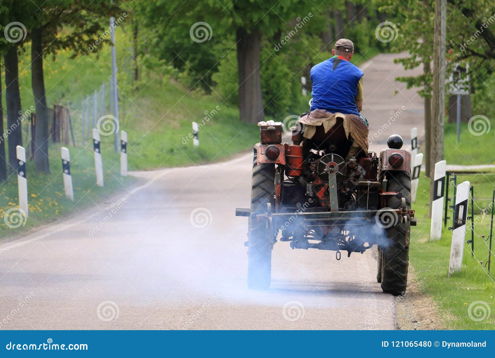 Old Tractor with Smoking Exhaust Editorial Image - Image of cloud