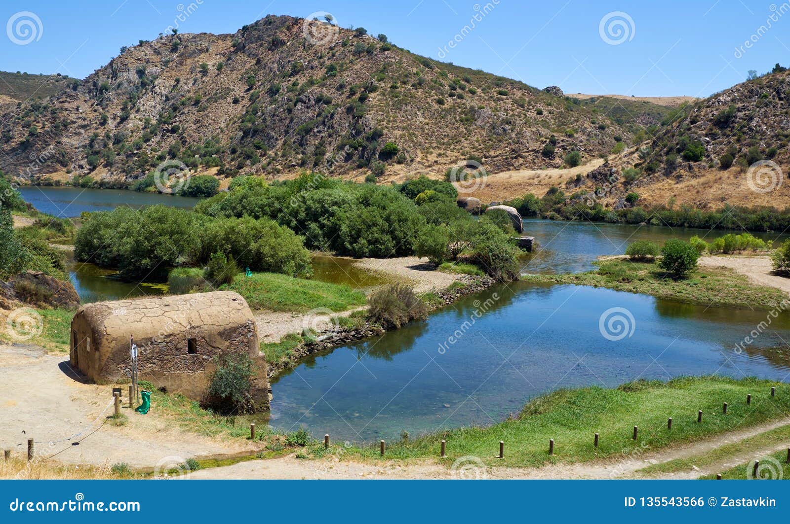 old traditional watermills in the guadiana river at azenhas. mertola. portugal