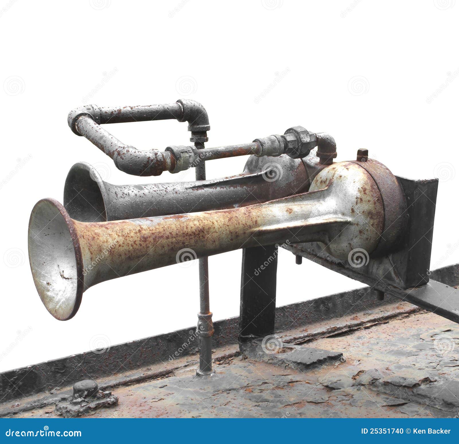 Old Train Engine Air Horns Isolated Stock Photo Image of engine