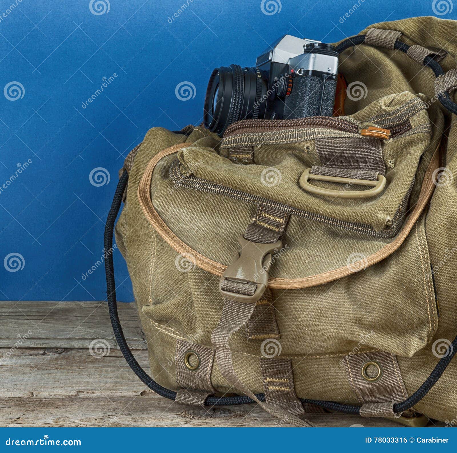 Old Travel Backpack and Camera Stock Photo Image of canvas