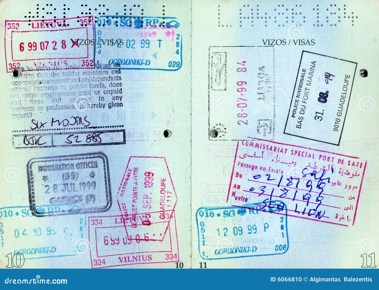 Old Travel Passport with Visa Stamps Stock Photo Image of lisbon, island 6066810