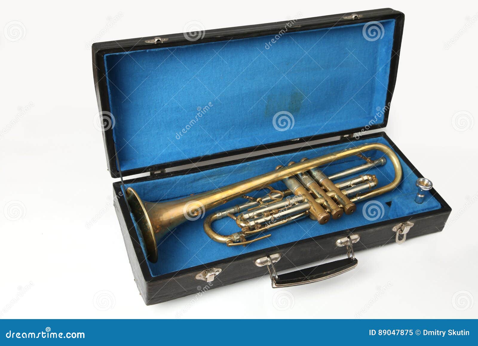 Old trumpet in the cases stock image. Image of indoors 89047875